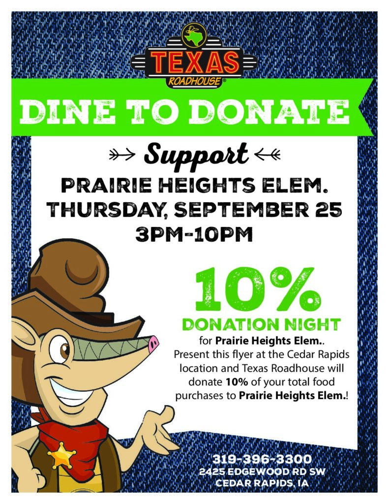 Dine to donate Priaire Heights