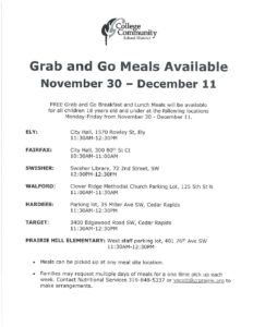 Grab and Go Flyer Nov 30 to Dec 11
